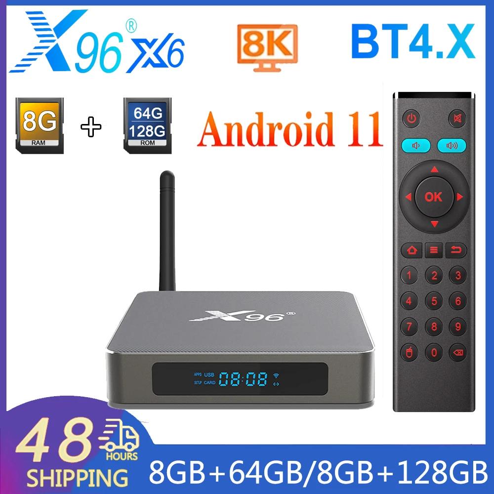 Ʈ ȵ̵ TV ڽ, 2.4G, 5G,   LAN, 1000M, BT4.0 ̵ ÷̾,  ڽ, HD 8K, ȵ̵ 11.0, X96, X6